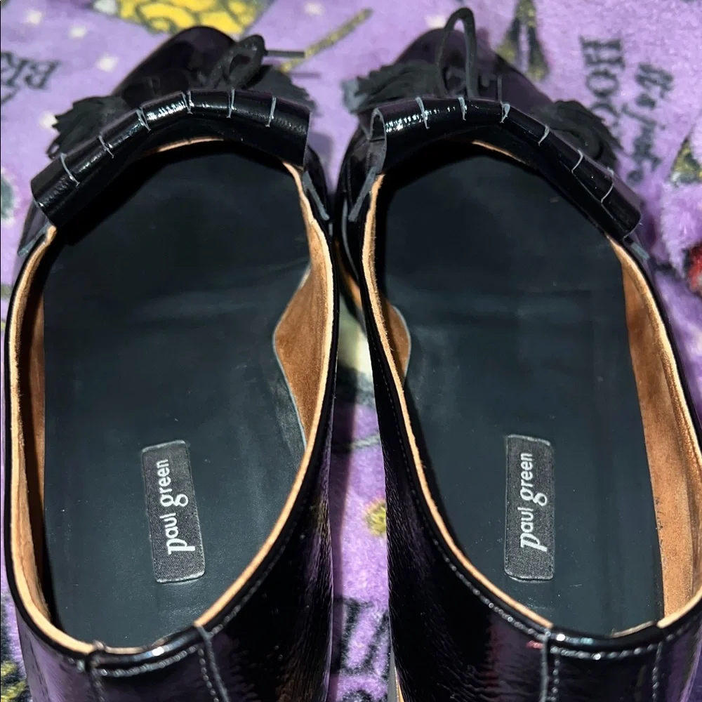 Paul Green Diana Kiltie Fringe Shiny Black Tassel Loafers Size 10 - Picture 7 of 8